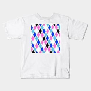 Inverted Blue Pink White Geometric Abstract Acrylic Painting Kids T-Shirt